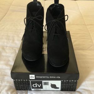 Black suede like Wedge Ankle Boots size 8 1/2